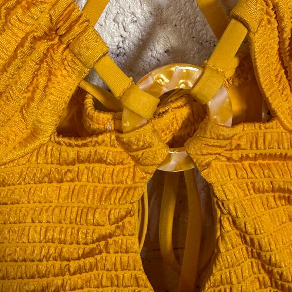 Isabella Rose Maza Textured Multi Way One Piece Swimsuit Marigold, Medium $148 - Picture 8 of 16